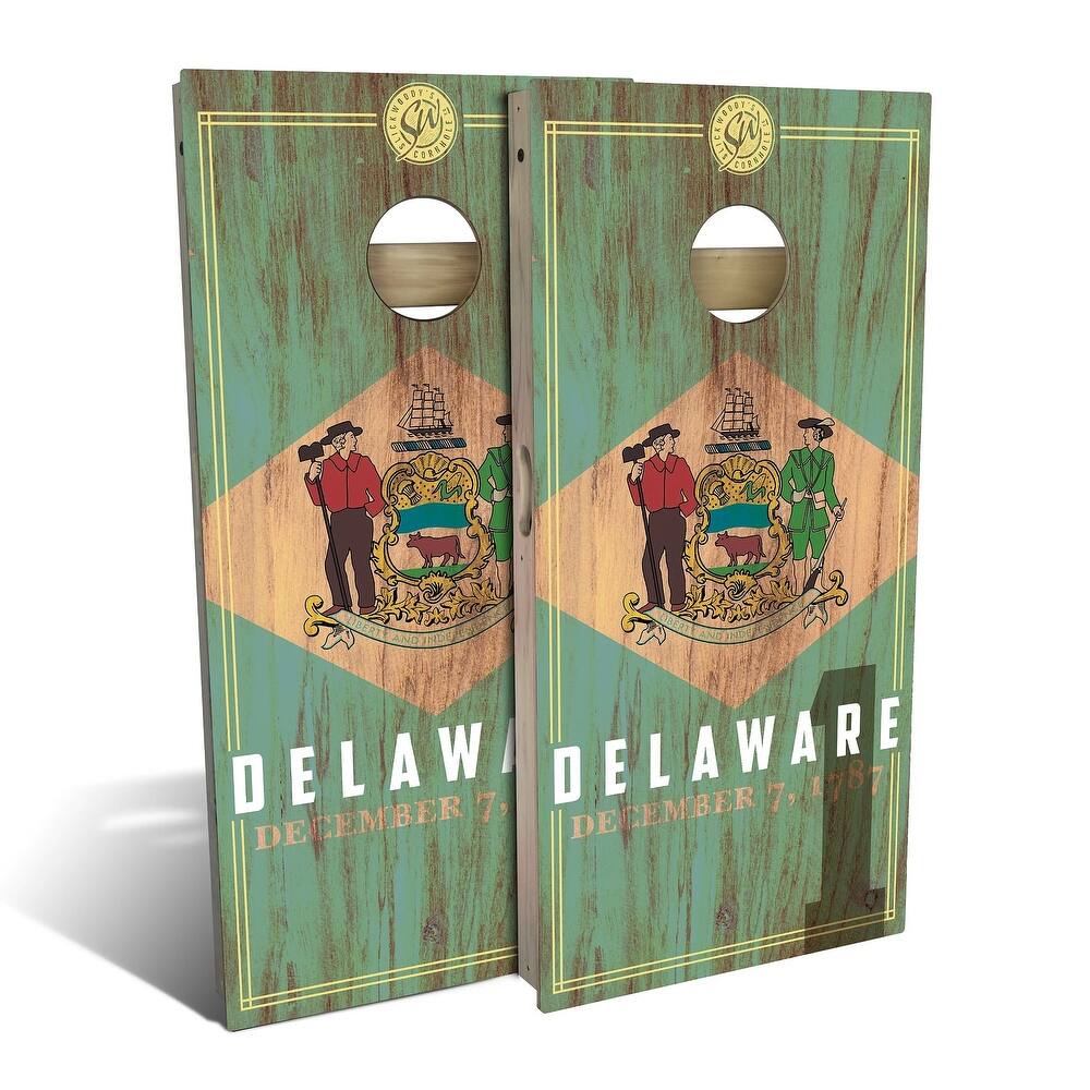 Delaware State Flag 2 Outdoor Cornhole Board Set