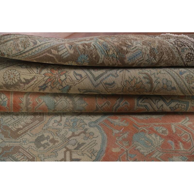 Hand Knotted Oriental 100% Wool Carpet Traditional Floral Oranges & Rust Tabriz Area Rug - 11' 1'' X 8' 3''