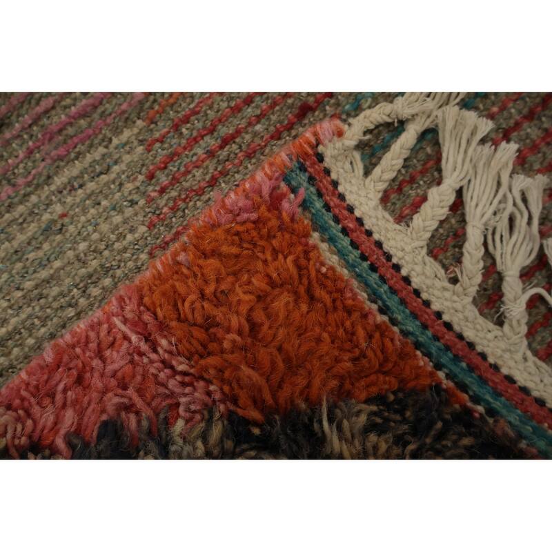 Hand Knotted Oriental 100% Wool Carpet Modern Geometric Multi-Colored Moroccan Area Rug - 12' 11'' X 8' 9''