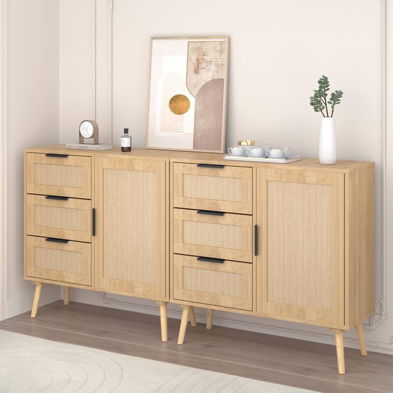 Modern Wooden Storage Cabinet with Three Spacious Drawers and Adjustable Shelf