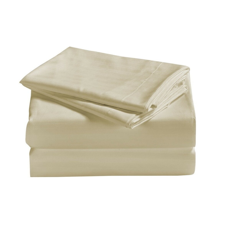 1800 Series Sheets for Bed Dobby Stripe Stay Cool Bed Sheets Deep Pockets Soft - King / Cal King - Cream