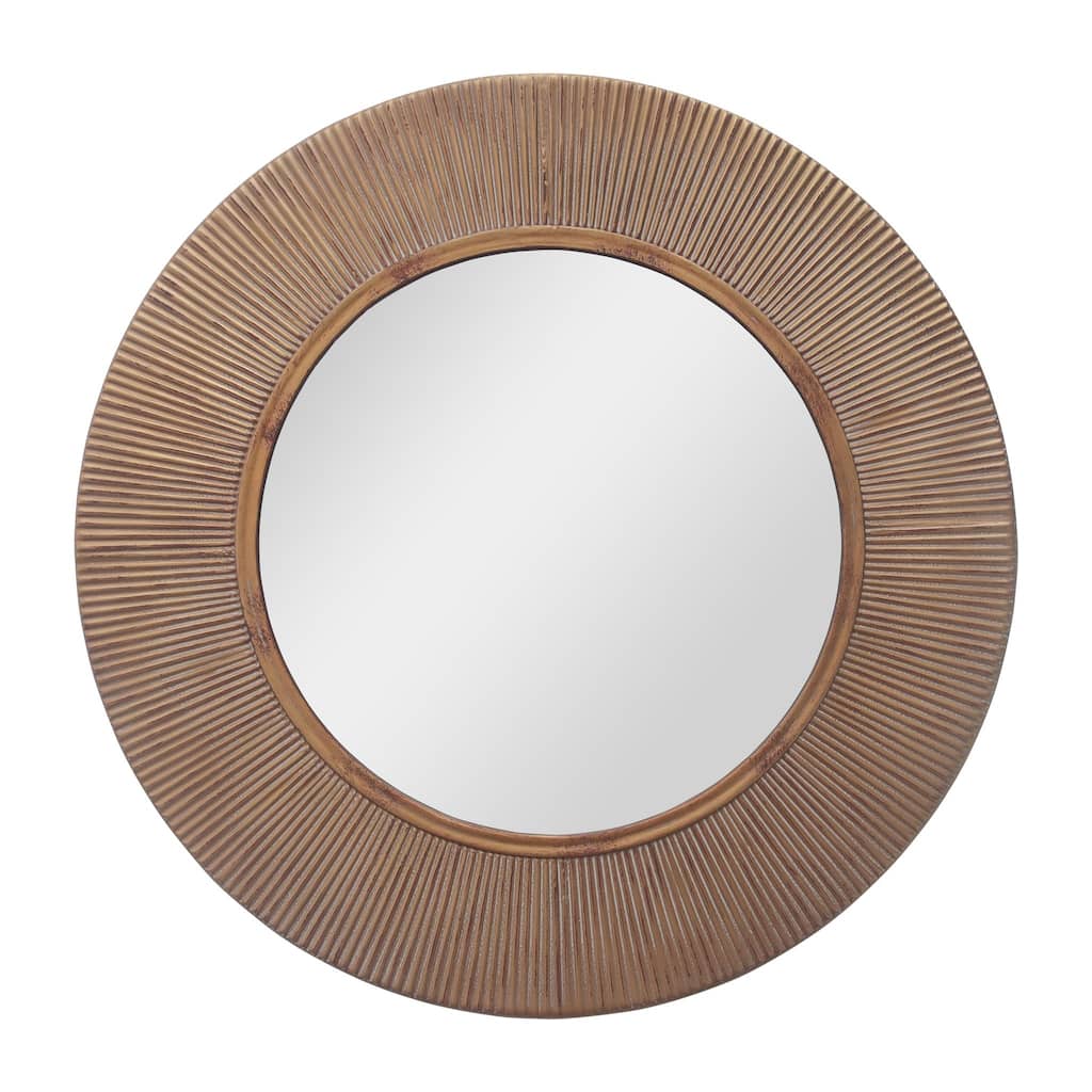 31.5" Antique Bronze Finish Round Metal Wall Mirror