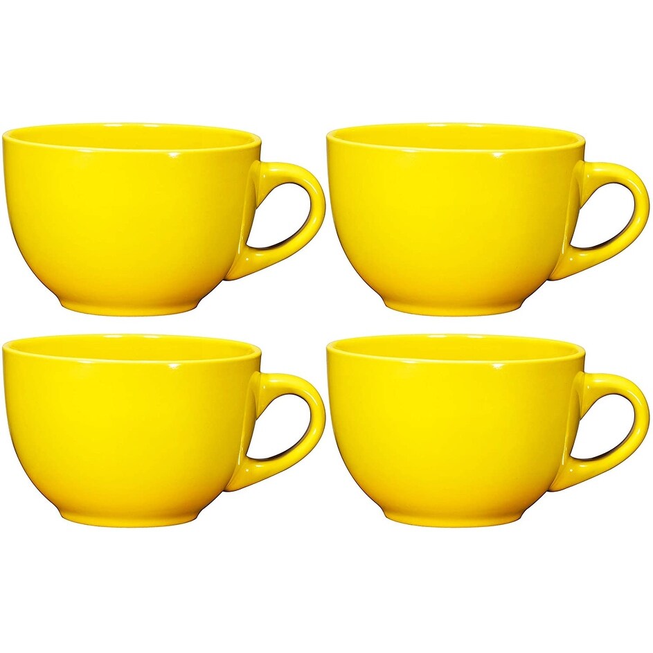 Set 4 Large 24oz Assorted Color Polka Dots Porcelain Soup Cereal Bowls 