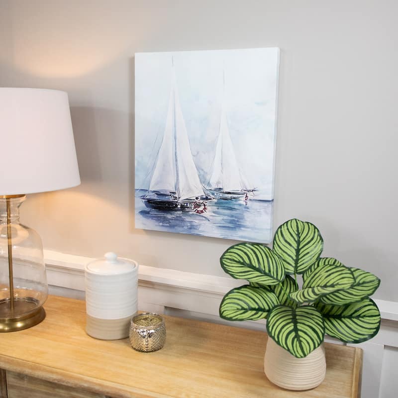 Sailboats Watercolor Canvas Wall Art - 19.5" x 15.75" - 19.5" x 15.75"