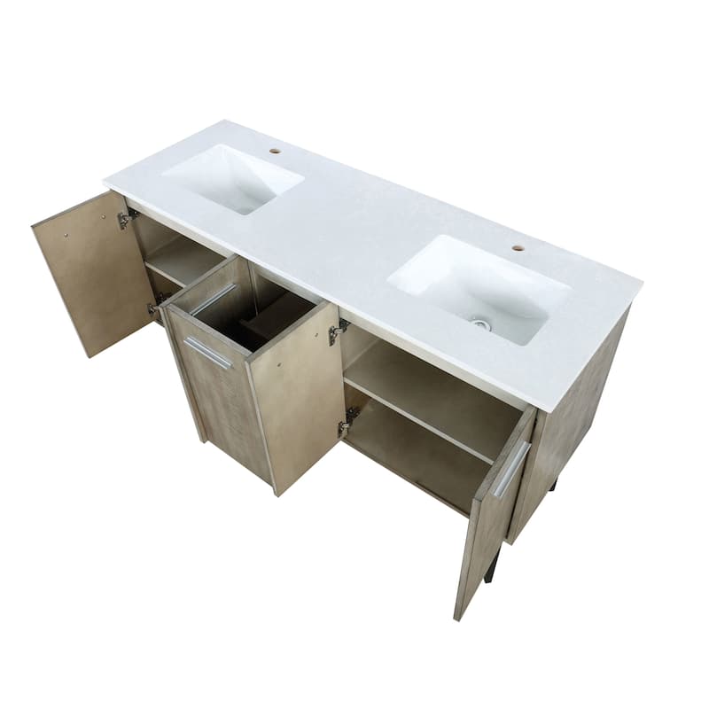 Lancy 60 in W x 20 in D Rustic Acacia Double Bath Vanity and White Quartz Top