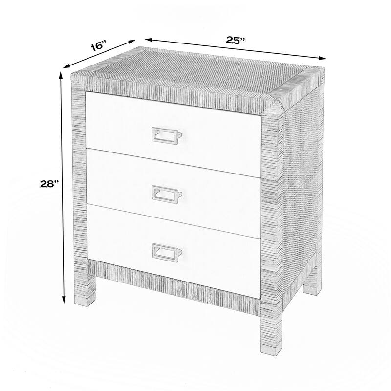 Corfu 3 Drawer Natural Raffia Chest