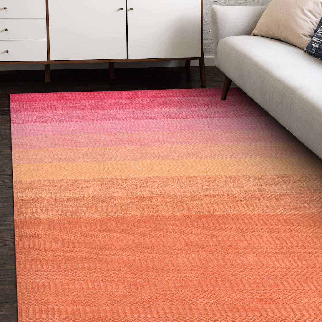 Overton Handmade Modern Contemporary Striped Area Rug