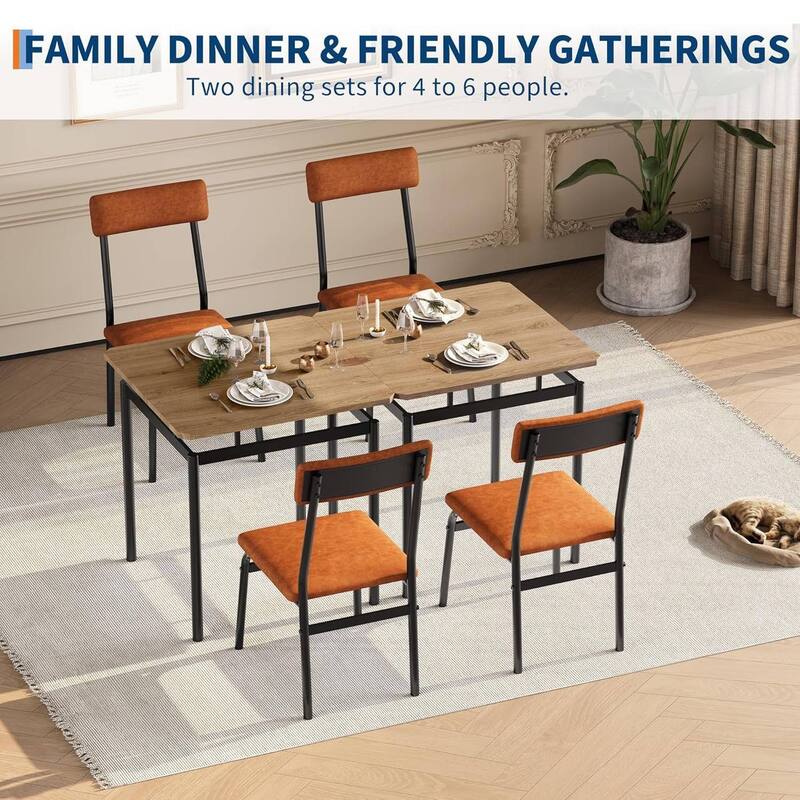 3 Piece Dining Table Set with 2 PU Upholstered Chair for Dining Room, Apartment, Studio
