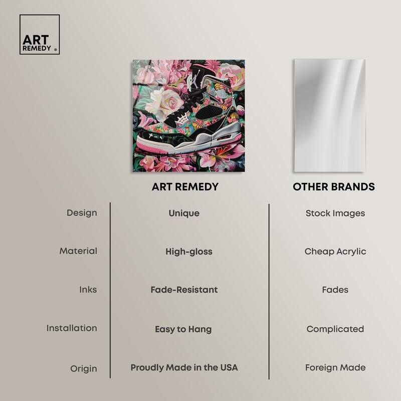 Hidden in Floral Bloom Sneaker Acrylic by Art Remedy, Ready to Hang
