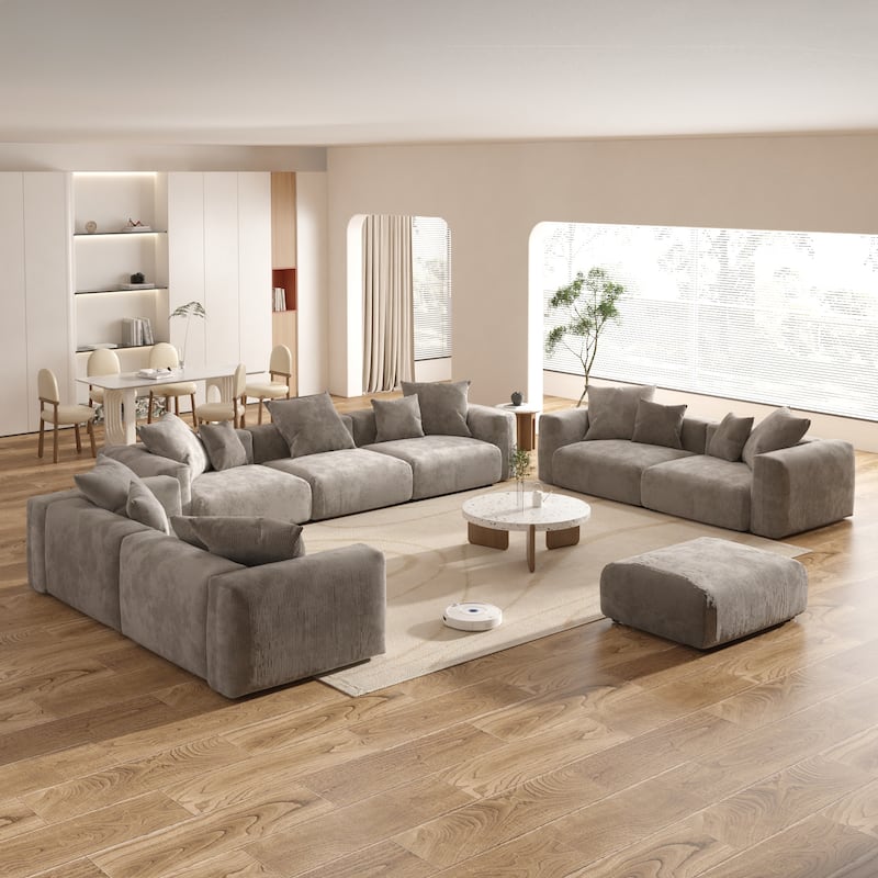 Oversized Corduroy Fabrics Sectional Sofa Set