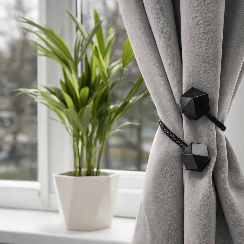 Set of 2 Wooden Cubic Tiebacks Twist Geometrik Big Size - 13"L x 1.4"W x 1.4"D