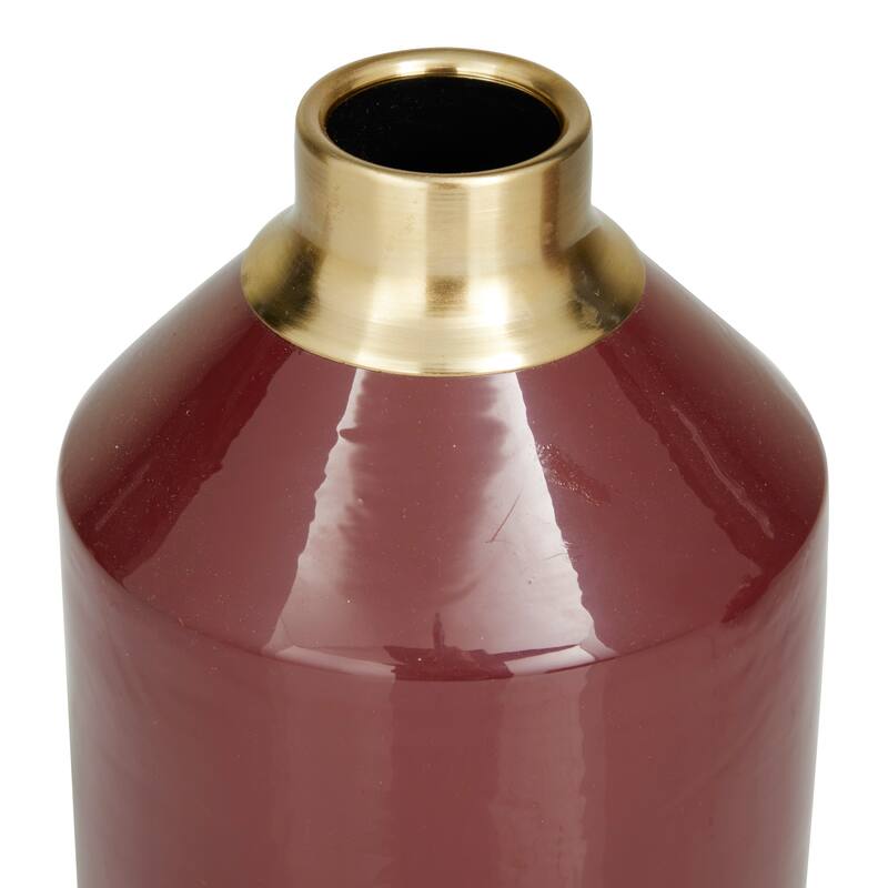 Metal Vase with Gold Rims (Set of 2) - Cream, Blue, Yellow, Red
