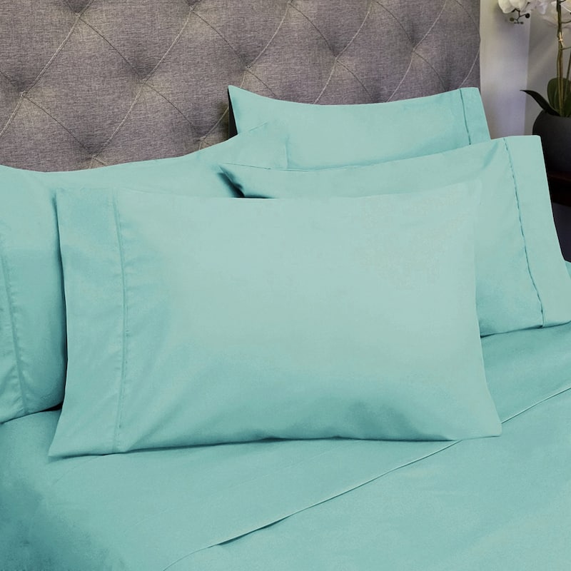 Sweet Home Collection Luxurious Ultra Soft 6-Piece Bed Sheet Set - Twin - porcelain blue