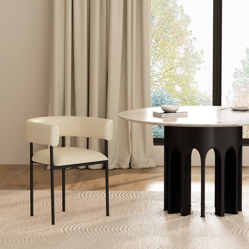 Onda Metal Vegan Leather Dining Chair - Ivory