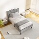 preview thumbnail 6 of 6, Twin Size Platform Bed Frame with Upholstered Headboard, Durable Metal and Wood Construction