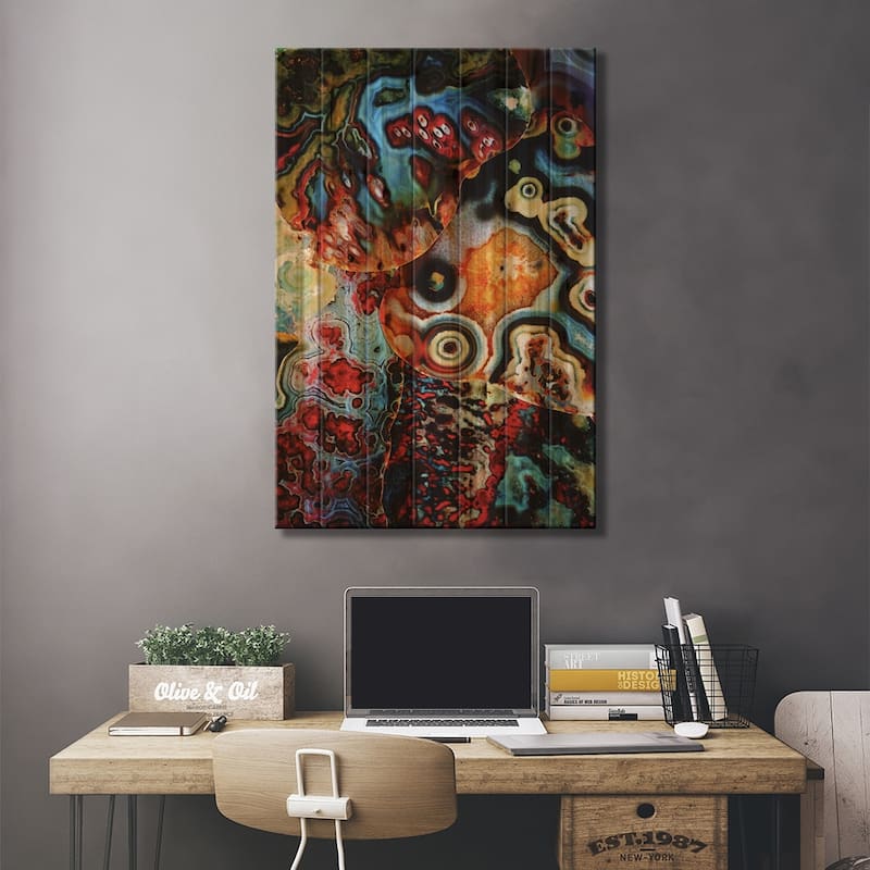 Earth's Imagination Print On Wood by Elena Kulikova - Multi-Color