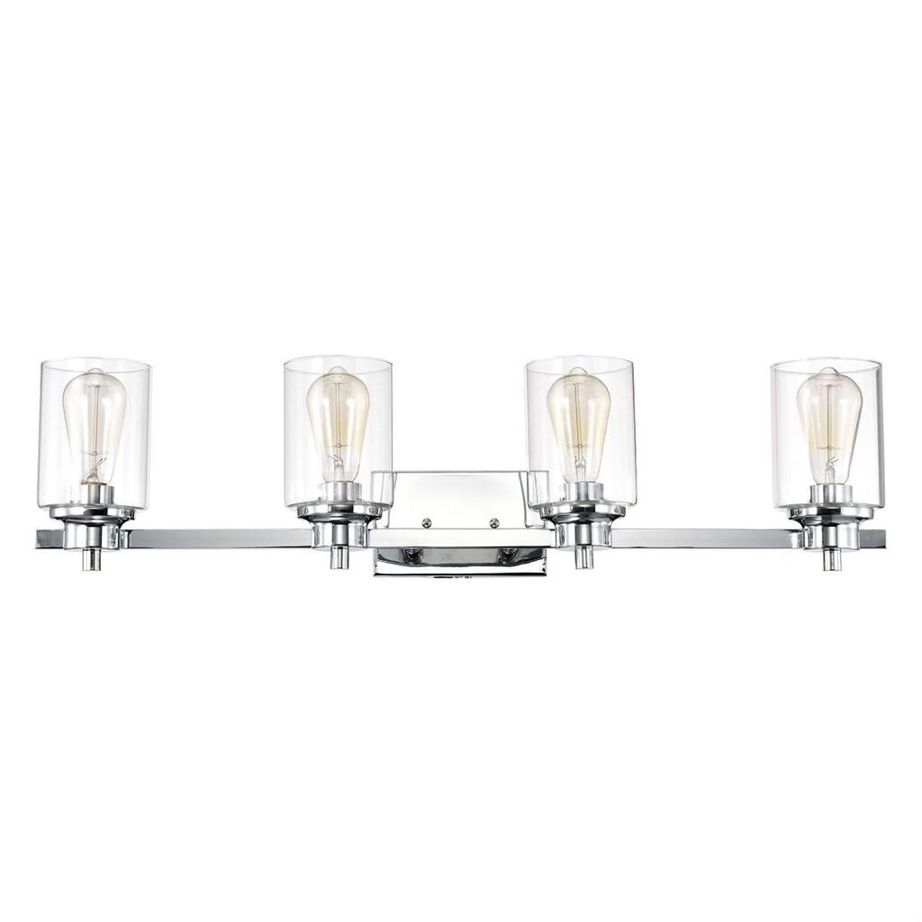 Avalon 4 Light Contemporary Vanity Bath Light with Clear Glass - Chrome
