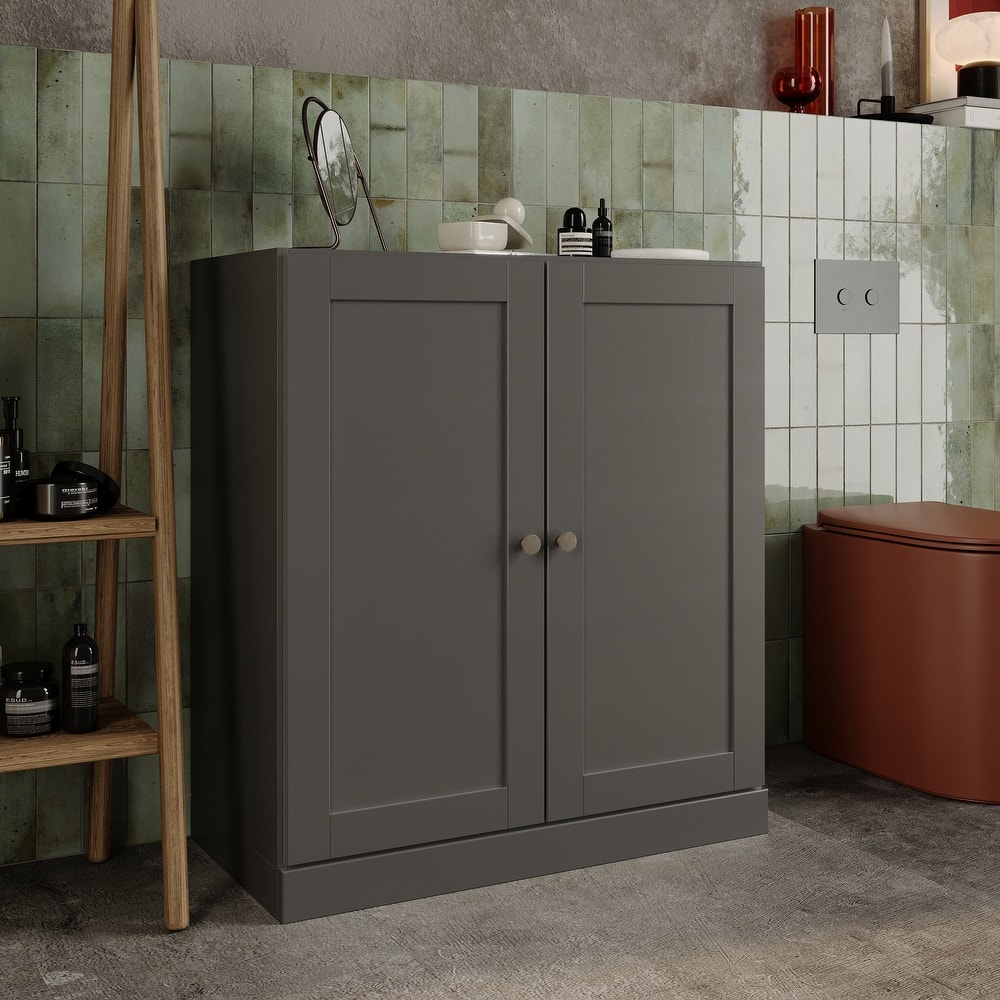 Palace Imports 100% Solid Wood Bathroom Storage Cabinet, Shaker Doors, Adjustable Shelves, 32" Wide, 35.75" Tall