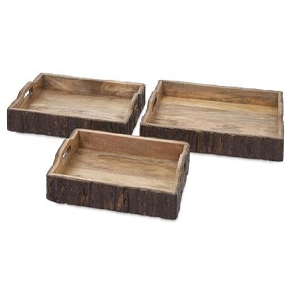 Shop Set of 3 Navarro Wood Bark Serving Trays - Free Shipping Today ...