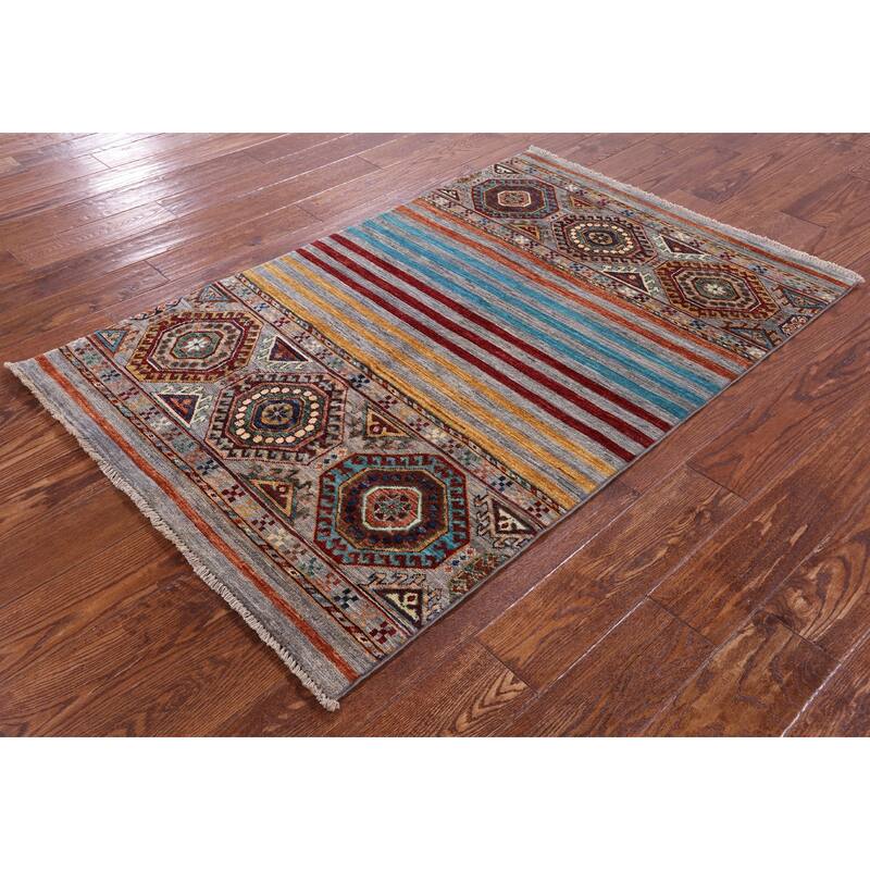 Golden Nile Khorjin Persian Gabbeh Handmade Wool Rug - 3' 4" X 5' 1"
