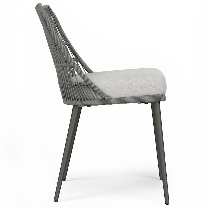 WyndenHall Kiki 20 inch Wide Contemporary Outdoor Dining Chair (Set of 2) in Grey Polyester Fabric - 24" D x 20" W x 33.9" H