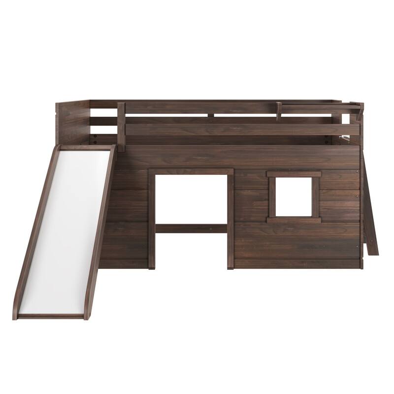 Max and Lily Farmhouse Twin Low Loft with Slide