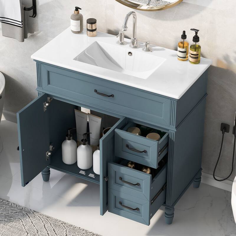Christopher Knight Home Yvenith 36" Bathroom Vanity with Ceramic Sink - 36.00" Lx 18.5" W x 34.4" H