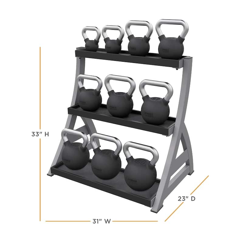 Power Systems Studio Premium 3-Tier Kettlebell Rack – Holds Up to 12