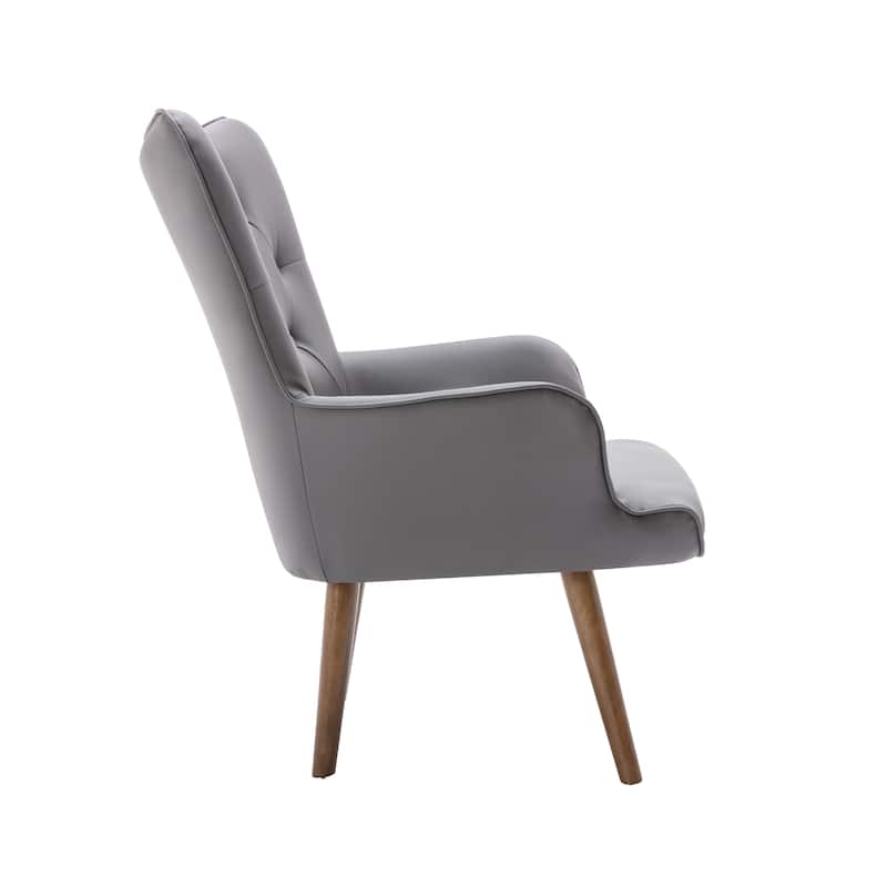Porthos Home Hardan PU Leather Upholstered Accent Chair with Rubberwood Legs