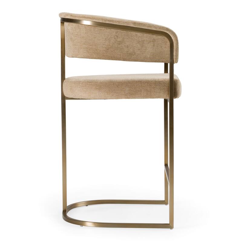 Modrest Sebastian Modern Brown Fabric & Antique Brass Counter Chair