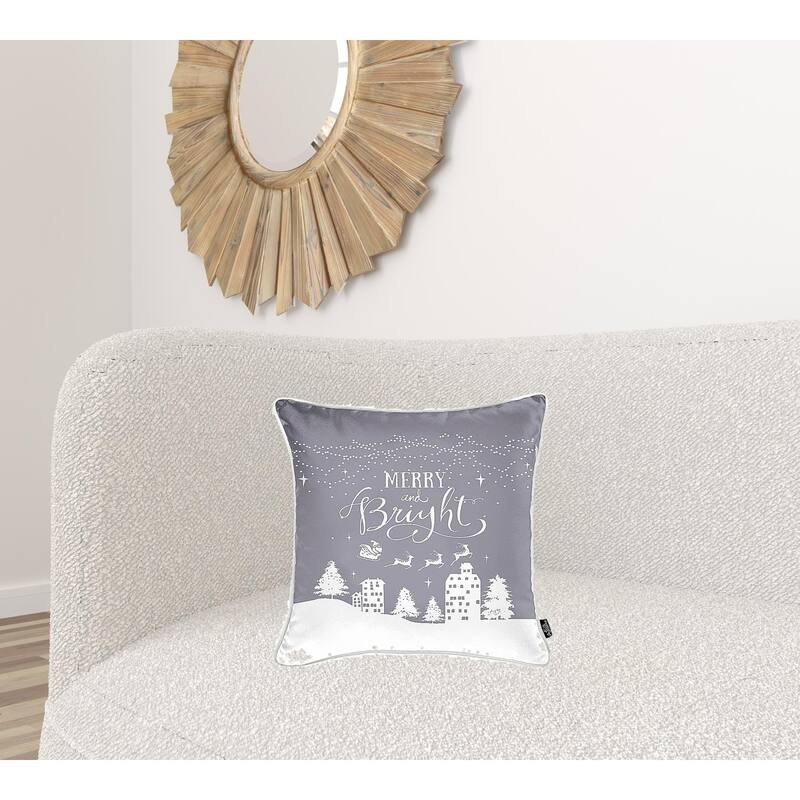 Set of Four Gray and White Christmas Snowflakes Throw Pillow - Gray and White