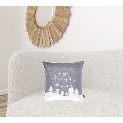 Set of Four Gray and White Christmas Snowflakes Throw Pillow