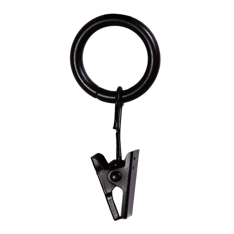 Kenney® Clip Rings for 1/2" Diameter Curtain Rods, Set of 14, Black - Black