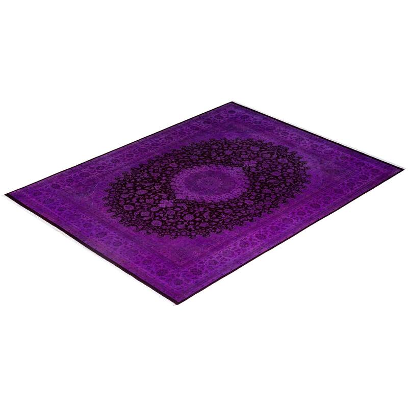 Fine Vibrance One-of-a-Kind Hand-Knotted Area Rug - Purple, 9' 1" x 12' 3" - 9' 1" x 12' 3"