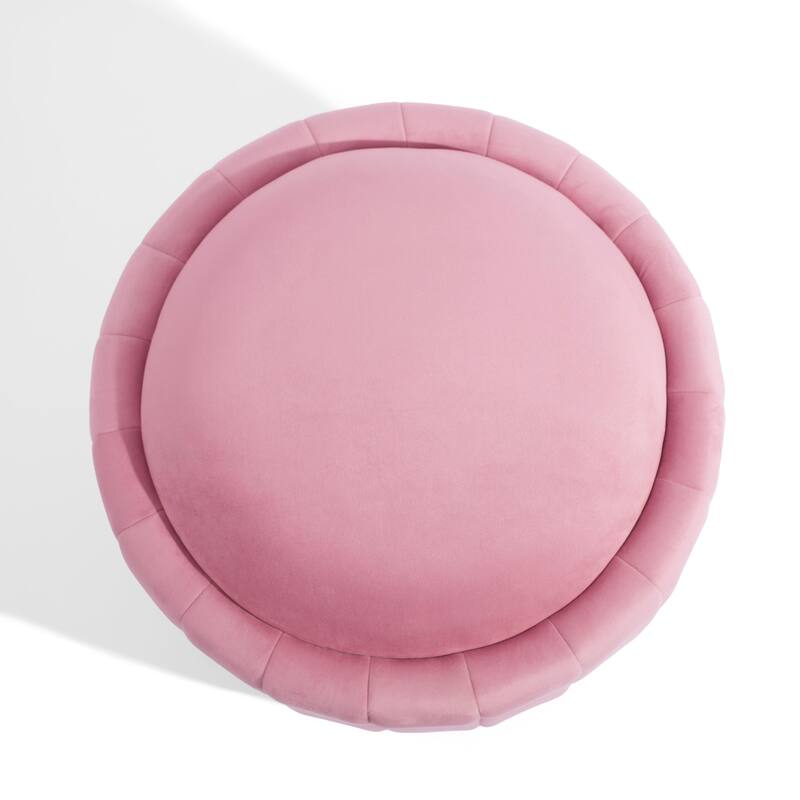 29" Modern Velvet Round Storage Ottoman