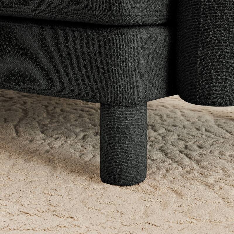 109.4" 3-Seater Modern Upholstered Sofa Couch, Deep-Seat Sectional Sofa with Shell-Shaped Armrests, Leisure Sofa for Living Room