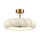 preview thumbnail 14 of 16, 29" Brass Faux Silk Modern Cloud Dimmable Caged Fandelier Ceiling Fan with LED Light and Remote - 29.3" W x 29.3" D x 17.3" H