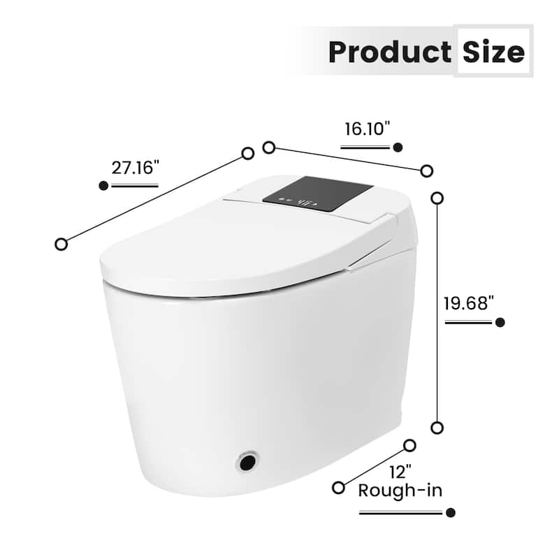 Smart Toilet with UV Sterilization, Dual Nozzles, Radar Sensor, Quiet Closing, Heated Seat, Night Light