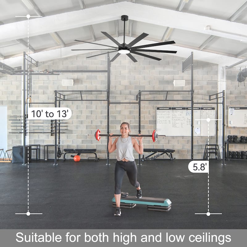 Large 84"/72" Reversible 10-Blade Integrated Ceiling Fan with LED Light Kit and Remote