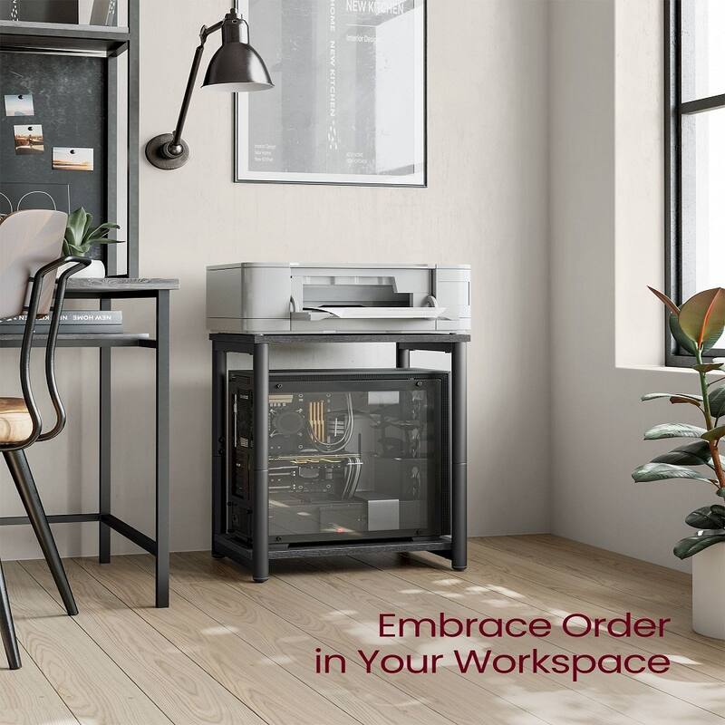 Set of 2 Open Back Side Tables with 2 Particleboard Panels and Black Side Steel Frame - 11.8”L x 15.2”W x 19.7”H