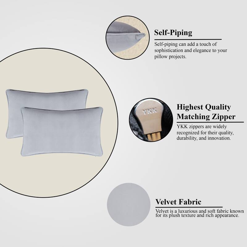 A1HC Set of 2 Luxurious Fine Soft Velvet Throw Pillow Covers Only, For Sofas, Beds, Vibrant Colors and Hidden Zipper