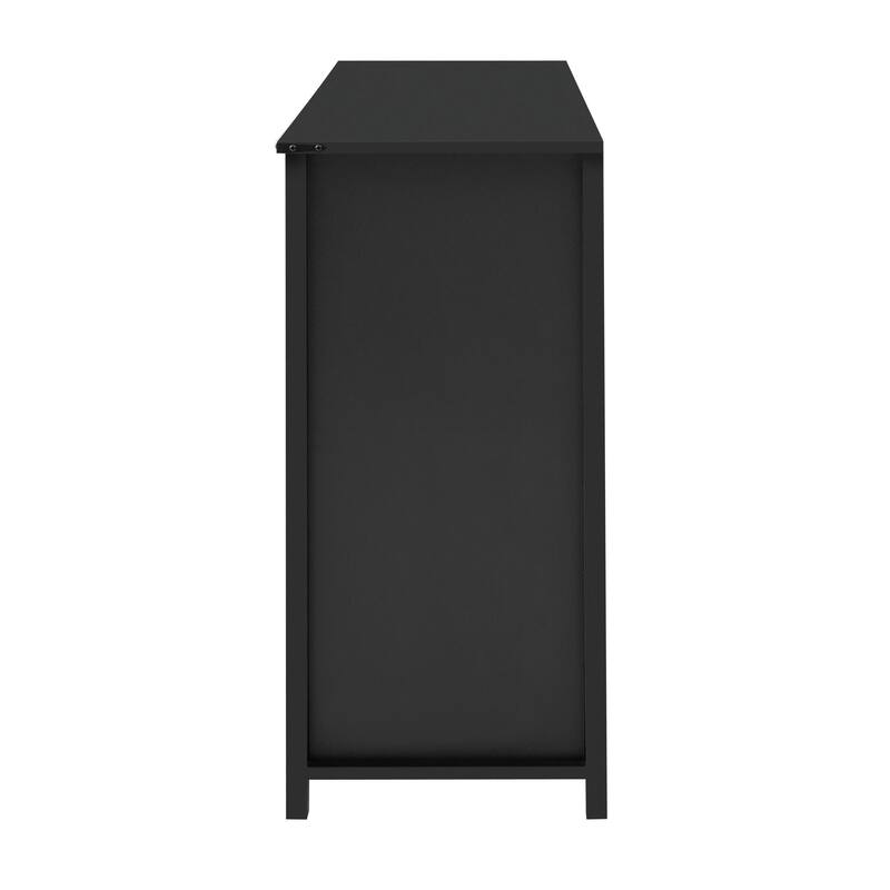 55'' Sliding Barn Door Sideboard with 3 Drawers, Particle Board & Metal Mesh Storage Cabinet