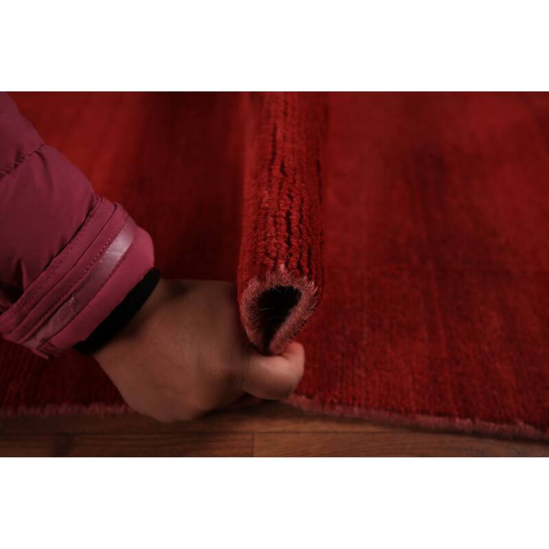 Red Modern Gabbeh Oriental Area Rug Handmade Wool Carpet - 6'8" x 9'9"