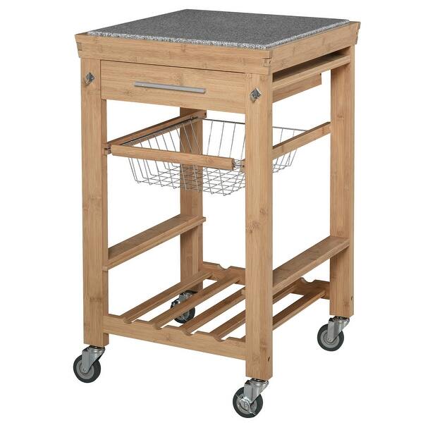 Homcom Bamboo Rolling Kitchen Island Trolley Storage Cart With Granite Top A Slide Out Basket Wine Storage Rack Overstock 32270026 It is made from reclaimed the back of the island is where its true character comes out, featuring a 12 bottle wine rack and i ended up going from buying a table to buying matching chairs that i saw in a picture on their site and. homcom