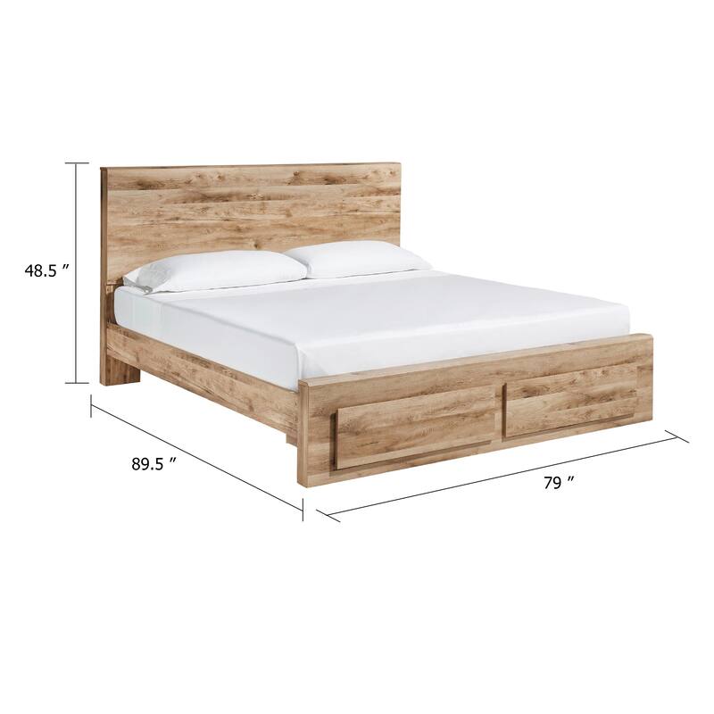 Oma King Panel Storage Bed, 2 Footboard Drawers, Rustic Brown Wood