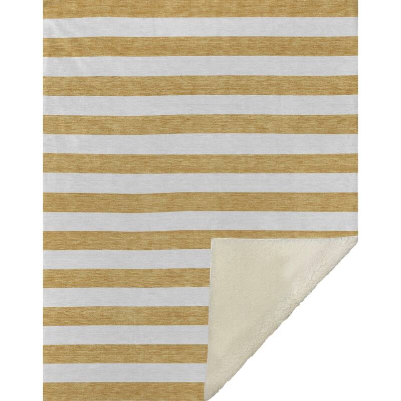 Premium Machine Washable Modern Stripes Sherpa Throw Blanket