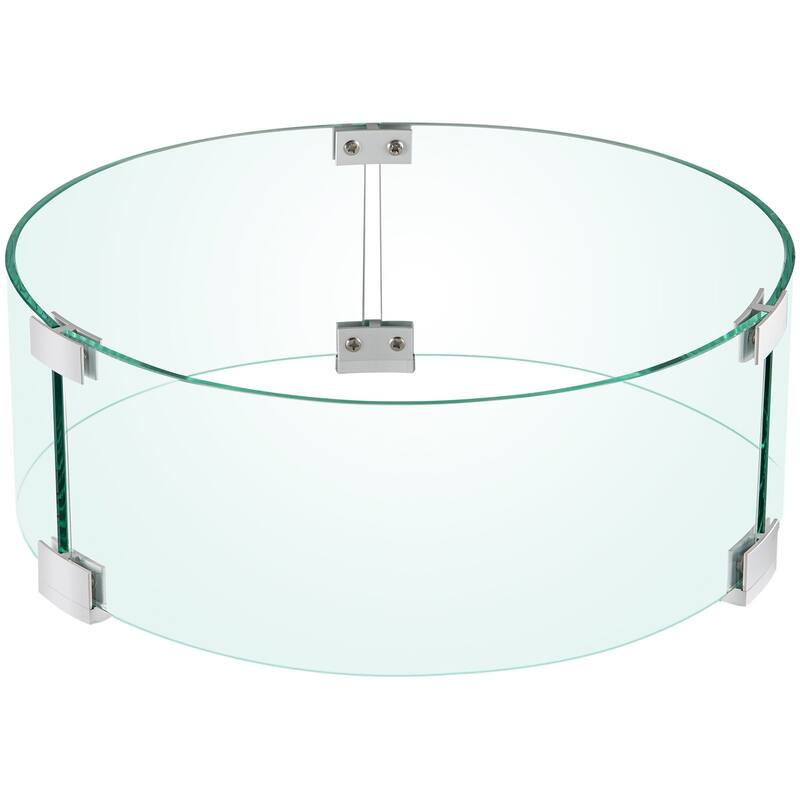 Tempered Glass Flame Guard for Fire Pit Round Wind Shield Outdoor Use