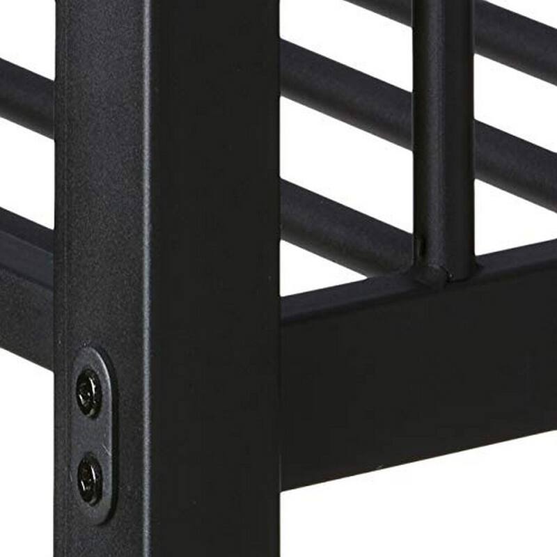 Gothic Glamour Metal Twin XL Bunk Bed - Black Bed Frame with Ladders & Guardrails