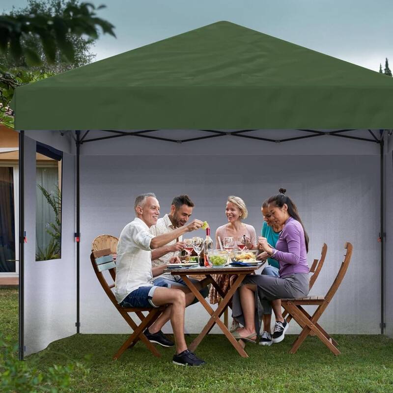 Outdoor 4-Sidewall 10x10 Pop Up Canopy Tent for Picnics, Camping