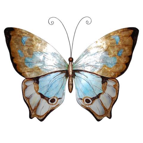 Butterfly Wall Decor Copper With Aqua (m2006) - 1 x 18 x 13